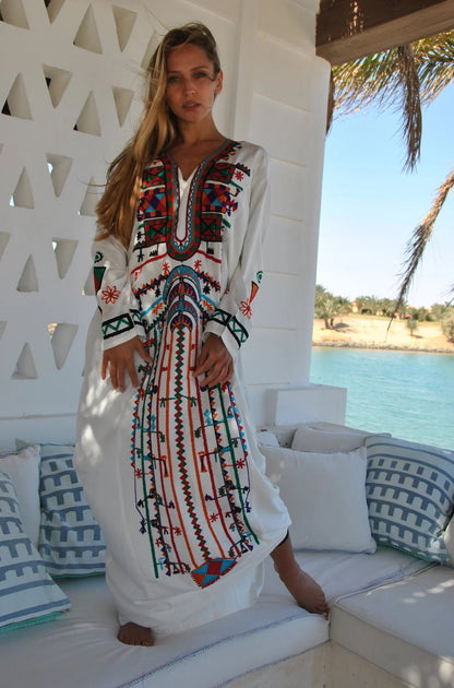 White Siwa Inspired Galabeya